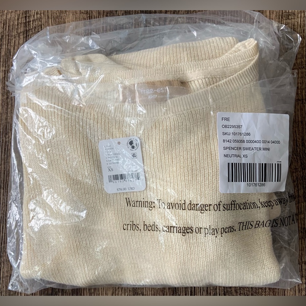 Free People - Free-est ~ Spencer Fine Gauge Mini Dress ~ Neutral ~ NWT ~ XS - Picture 3 of 10